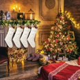 thumbnail image 2 of Medias navideñas, paquete de 6 calcetines de punto de talla grande, 18 pulgadas, regalos y decoraciones para la fiesta familiar de Navidad, blanco marfil, 2 of 5