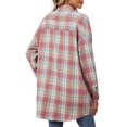 thumbnail image 6 of SHINE UP Plaid Shirts for Women Casual Long Sleeve Polo Blouse Oversized Button Down Up Tops with Pocket, 6 of 10
