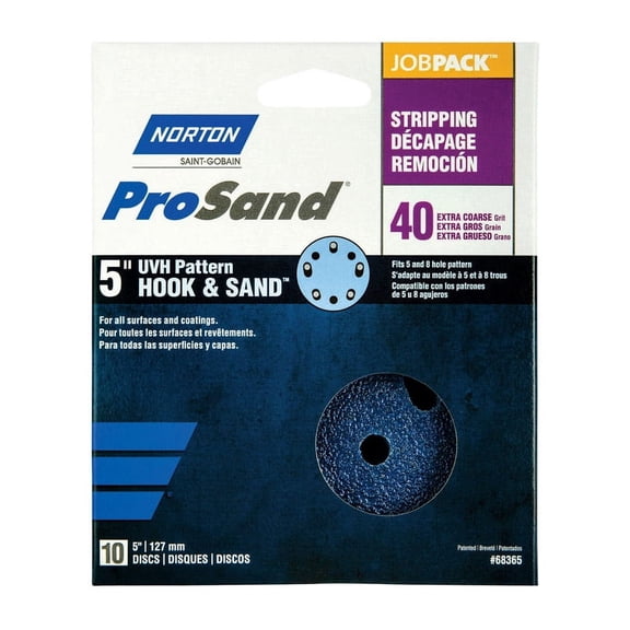 Norton 07660768365 ProSand Universal Vacuum Sanding Disc, Grit 40, 5", 10 Piece