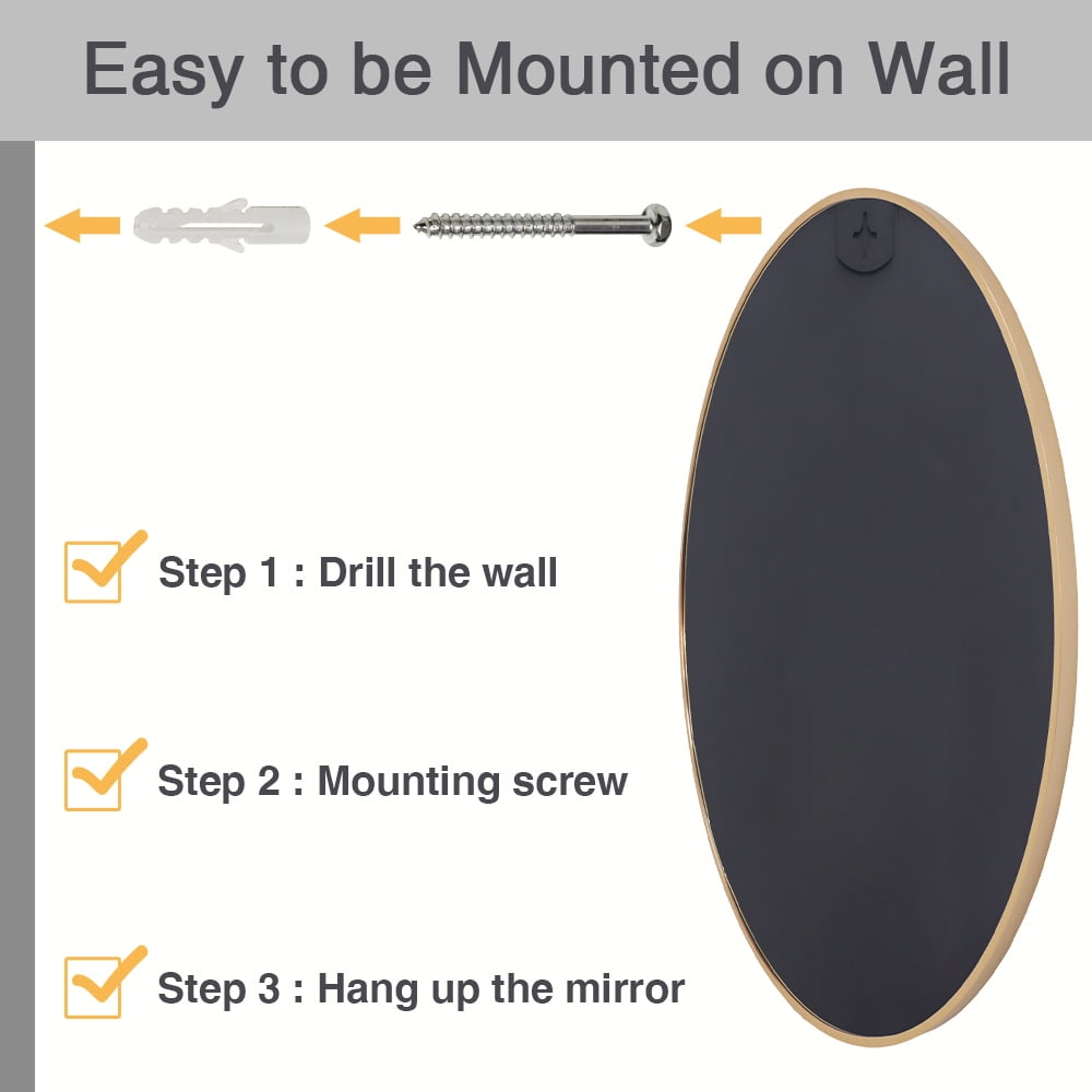 Abble 36'' Wall Mirror Round Vanity Mirror Aluminium Framed Circle Bathroom Mirror Modern Wall Mirror, Gold