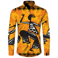 thumbnail image 2 of Camisa de manga larga informal con cuello vuelto y botones con estampado africano Dashiki para hombre, ropa de calle de moda, tops de tendencia, ropa para hombre, 2 of 5