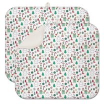 White Christmas Icon Pattern Dish Drying Mat for Kitchen 1 Pack, Ultra Absorbent Microfiber Dishes Drainer Mats,16x18in(41x46cm)