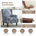 thumbnail image 3 of UIXE High Back Floral Accent Chairs Upholstered Armchair Printed Wingback Arm Chair Nailhead Trim Bedroom Reading Seat, Navy, 3 of 6