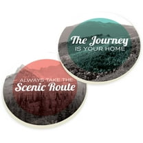 Always Take the Scenic Route 2.75 x 2.75 Absorbent Ceramic Car Coasters Pack of 2