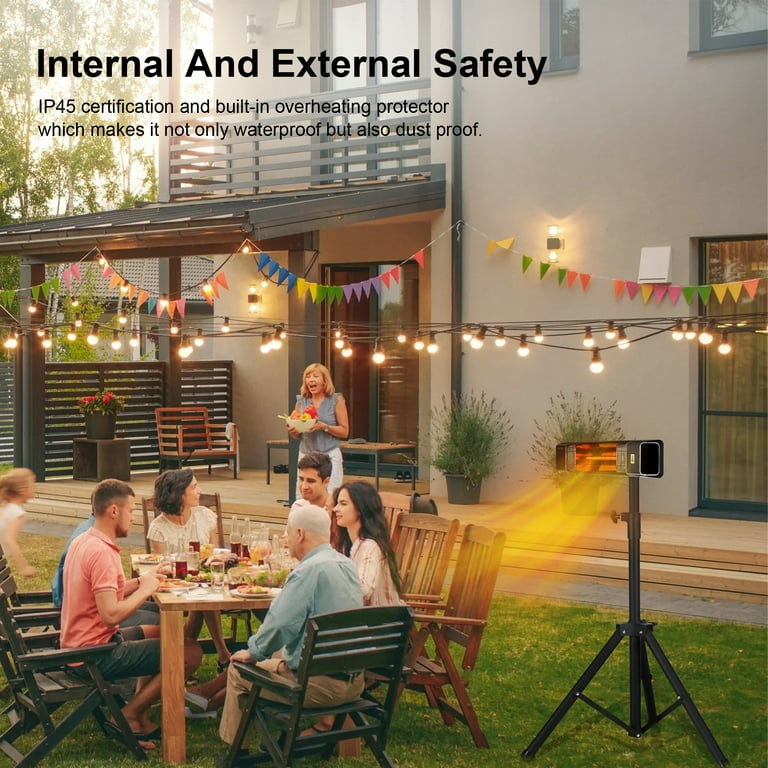 AKIRES Patio Heater,Electric Heater for Outdoor/Indoor Use,1500W Infrared Space  Heater with Remote,3 Modes,24H Timer,Waterproof,Wall Mounted/Ceiling/Tripod  for Garage,Backyard,Porch,Basement,Balcony - Walmart.com