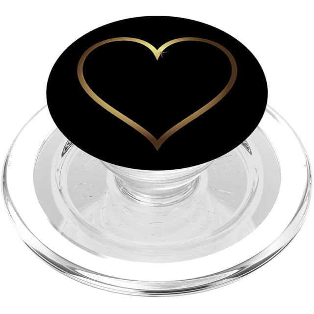 Empuñadura para teléfono móvil Ralph Graf Gold Heart Black PopGrip MagSafe