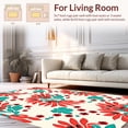 thumbnail image 2 of ODIKA 3'x5' Machine Washable Non-Slip Area Rug, Folk Art Sunburst with Intricate Floral Accents and Whimsical Detailing High Traffic Rug, Red, 446479, 2 of 7