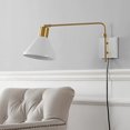 thumbnail image 6 of JONATHAN Y Max 20.5" Swing Arm 1-Light Modern Midcentury Iron USB Charging Port LED Sconce, White/Brass Gold, 6 of 9