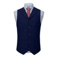 thumbnail image 2 of VBTAPA Men's Formal Vest Business Casual Slim Fit Notch Lapel Suit Vests Vintage Sleeveless Single Breasted Waistcoat with Pockets Dark Blue S, 2 of 6