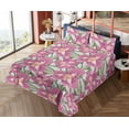 thumbnail image 4 of Ambesonne Iris Flowers Fitted & Flat Sheet with Sham 3 Pcs Set, Dreamy Tropical Scene, Twin, Pastel Pink Pale Green, 4 of 5