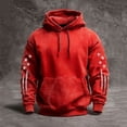 thumbnail image 3 of IWRICH USA Flag Graphic Hoodies for Men Western Pullover Sweatshirts Crewneck Big and Tall Fashion Tops Red S, 3 of 3
