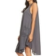 thumbnail image 4 of Sakkas Lina Mid Length Casual Summer Tent Swing Sleeveless Dress With Pockets - Chambray - One Size, 4 of 5
