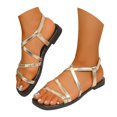 thumbnail image 2 of MKLEKYY Sandalias deportivas para Mujer, Sandalias Romanas de Tacón Bajo Con Tiras y Suela Plana Con Punta Cuadrada para Playa, 2 of 4