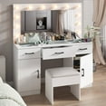 thumbnail image 3 of Ktaxon Large Makeup Vanity, Vanity Table Set w/ Visible Glass Top w/ Charging Station,White, 3 of 8