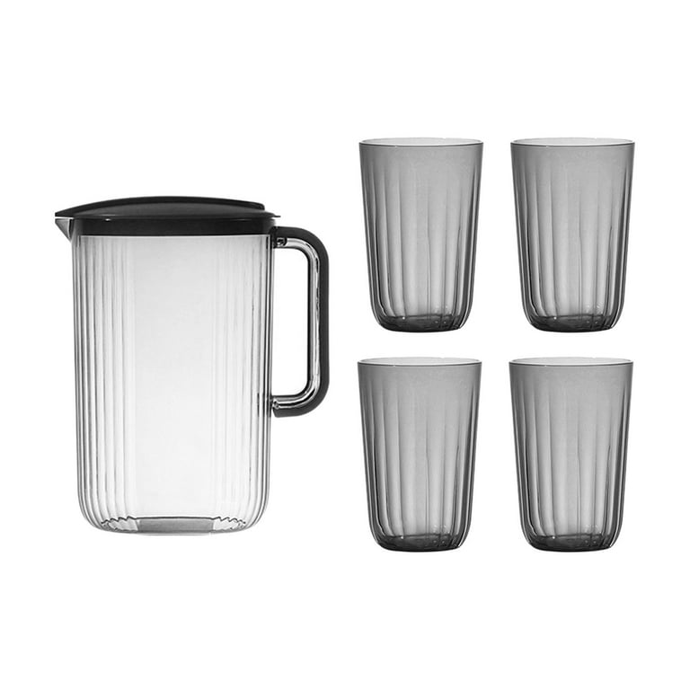 Fridge Door Water Pitcher with Lid Ice Tea Pitcher Heat Resistant Juice  Containers Fridge Jug for Coffee Drinking Lemonade Sangria Beverage 5Pcs  Gray 