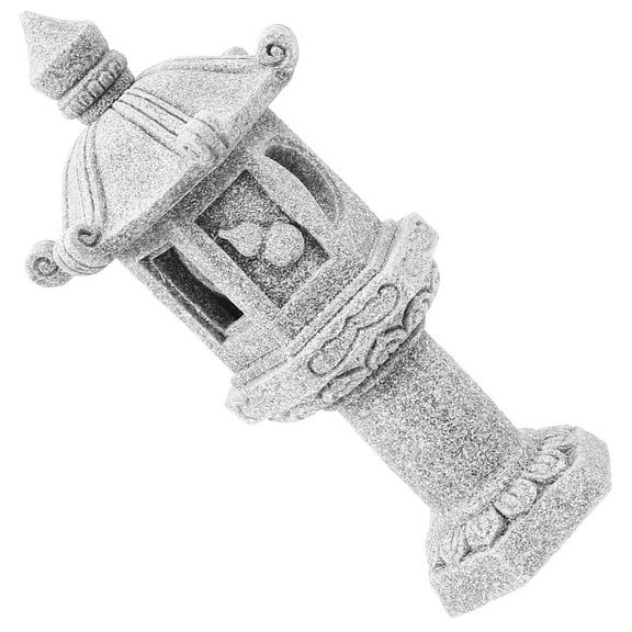 OUNONA Stone Pagoda Statue Decor for Garden Decoration Dark Grey High Simulation Miniature Landscape Ornaments 6.3x4.7x11.8 inches