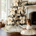 thumbnail image 6 of Guvpev Christmas Tree Skirt - 48 Inch Ivory Velvet Fur Scallop Tree Skirt Sparking Gold Lace Trim for Party Rustic Xmas Holiday Decorations All Year, 6 of 12