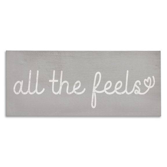 Stupell Industries Shabby Chic All The Feels Cute Phrase Heart Icon Typography Canvas Art, 24 x 10, by Lil' Rue