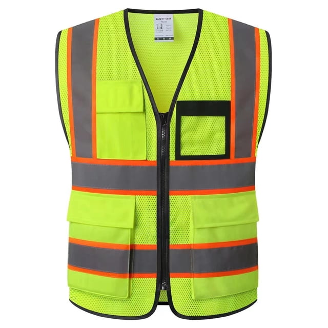 Chaleco de seguridad HATAUNKI de malla reflectante con 8 bolsillos, color amarillo medio