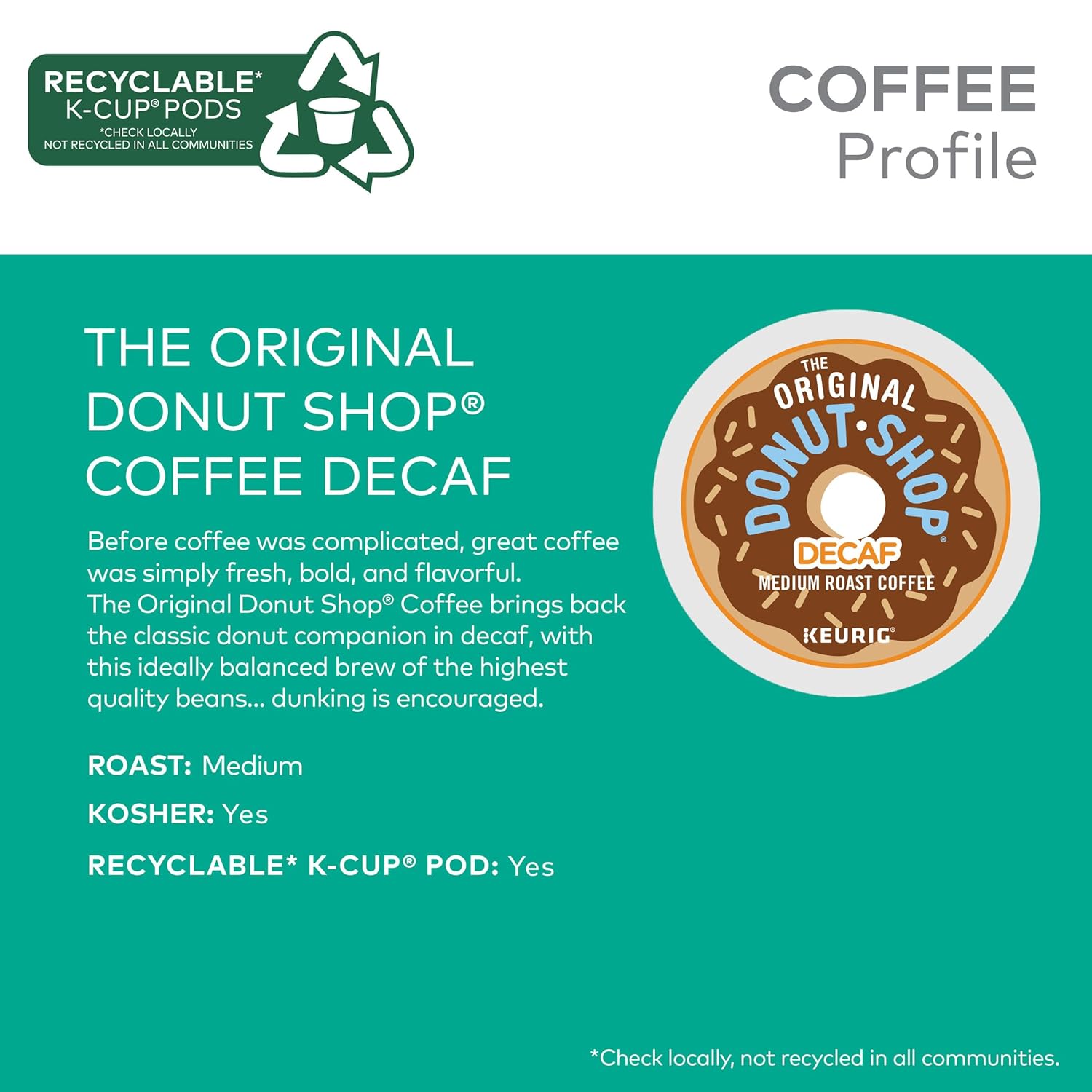 The Original Donut Shop Decaf Keurig Single-Serve K-Cup Pods, Medium Roast Coffee, 72 Count