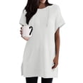 thumbnail image 4 of Women's 2025 Summer Oversized Short Sleeve Drawstring Hoodie Knit Side Slit Tunic Tops with Pocket, 4 of 5
