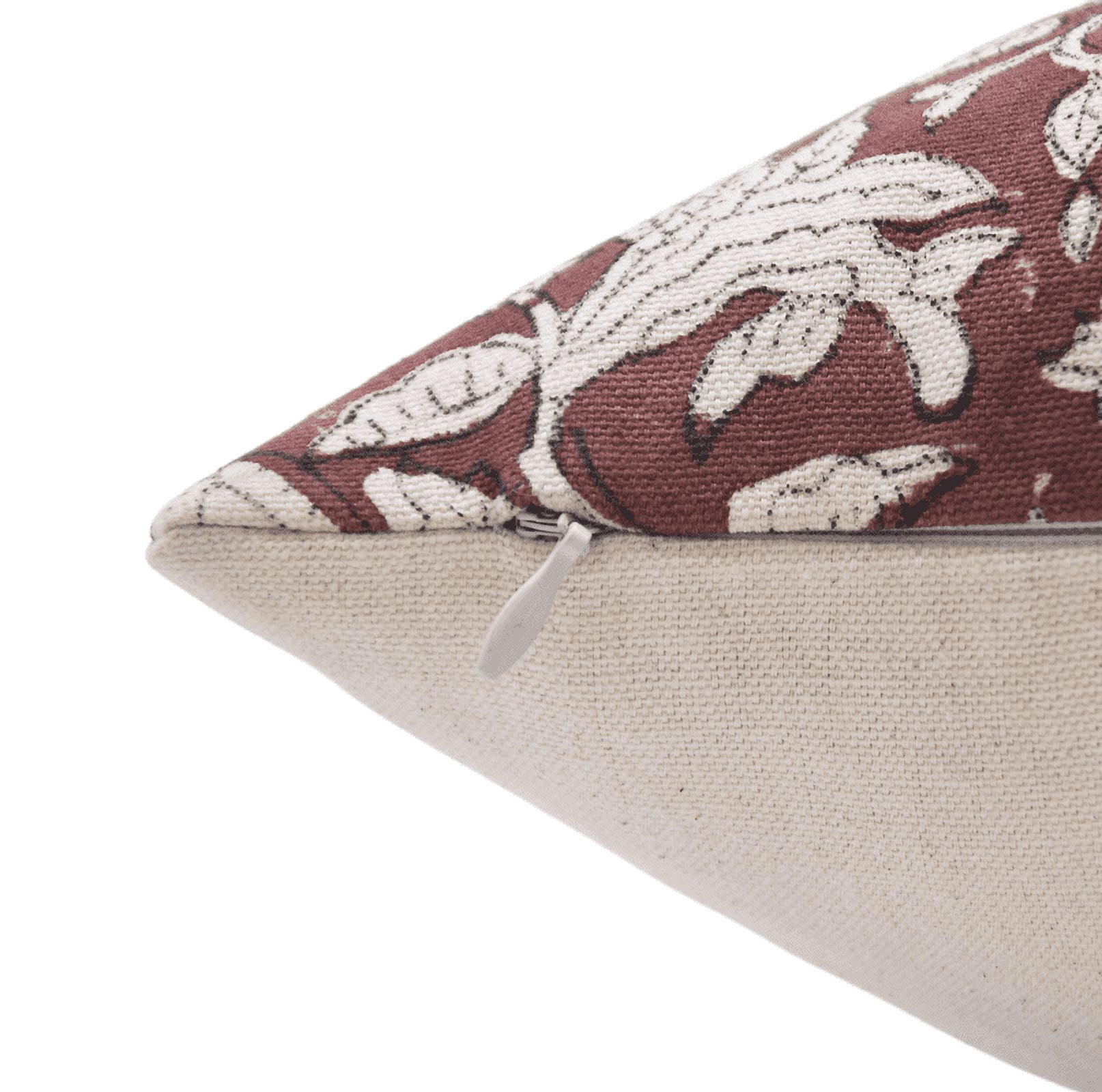 Fabdivine Handmade Floral Block Print Duck Canvas Decorative Cushion Cover 18x18 Inch Brown Boho