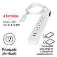 thumbnail image 4 of Multicontacto 4 Entradas con Supresor de Picos y 2 USB, 4 of 5