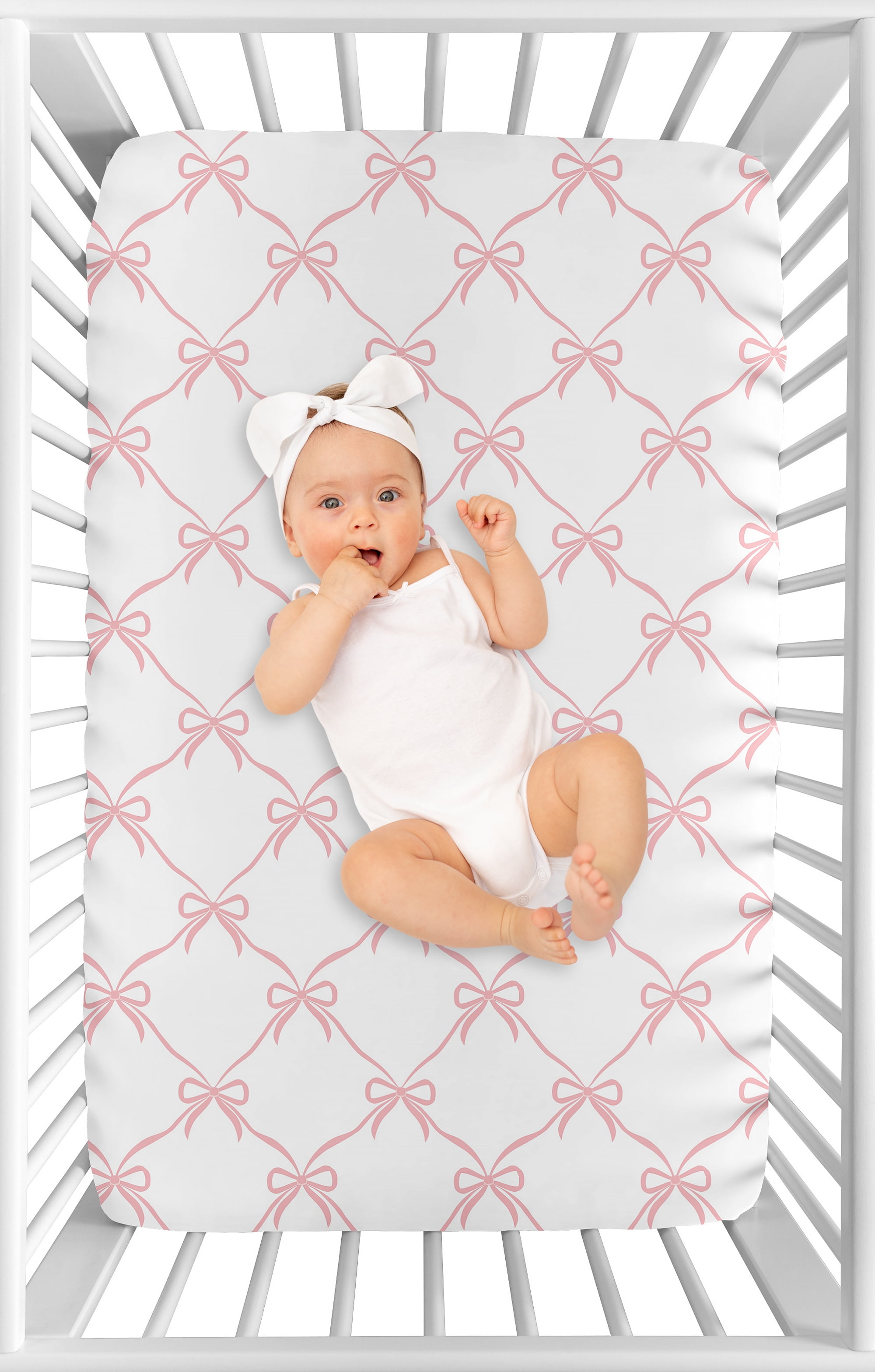 Sweet Jojo Designs Ballerina and Ballet Bows Girl Mini Fitted Crib Sheet