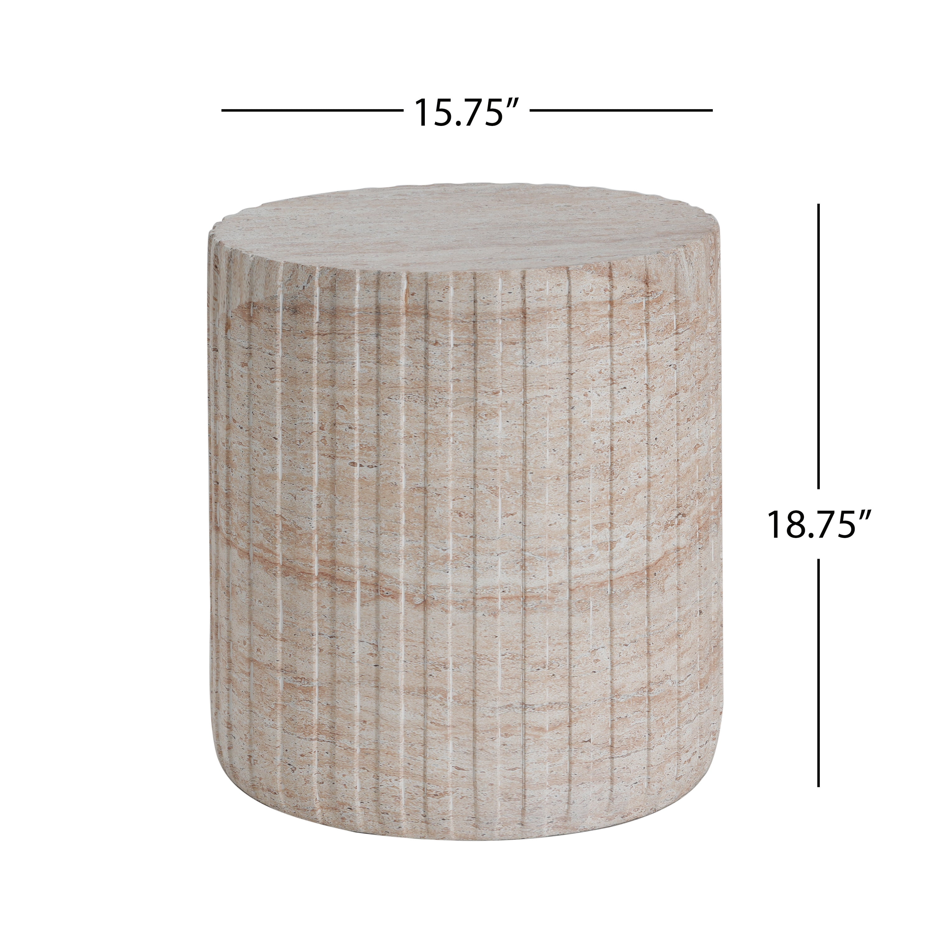 Side Table, Outdoor Indoor Lightweight Concrete Table for Patio Balcony Garden, Travertine Finish