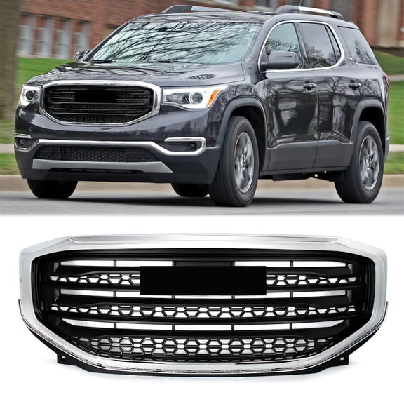 Chrome Matte Black Grille For 2017-2019 GMC Acadia SLT Front Bumper Upper Grill