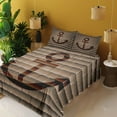thumbnail image 3 of Ambesonne Nautical Fitted & Top Sheet Set with Shams, Marine Anchor Square, Tortilla Brown, 3 of 5