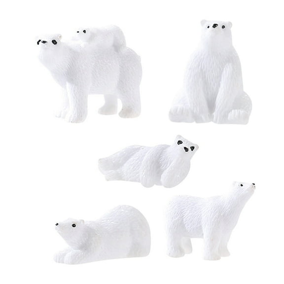 MUSEYA 15Pcs Polar Bear Miniature Model Resin Cake Toppers for Winter Party Decoration