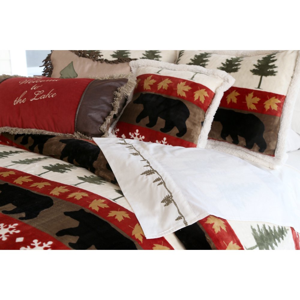 Carstens Tall Pine Rustic Cabin 5Piece Sherpa Bedding Set, King