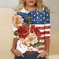 thumbnail image 2 of 250th Anniversary USA Shirt for Women 3/4 Sleeve 4th of July Tunic Tops Ladies Patriotic American Flag Blouse Independence Day Gift Multicolor 13 L, 2 of 5