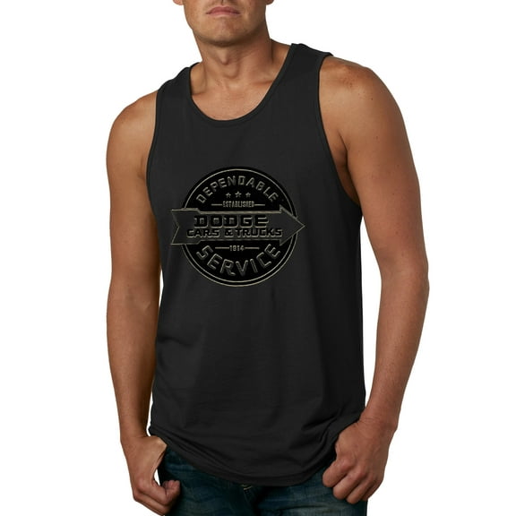 Dependanble Service of Dogde since 1914 | Mens Cars and Trucks Graphic Tank Top, Black, Large