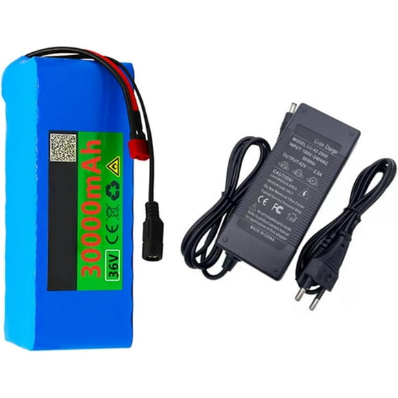 SURJDE 36V 30Ah E-Bike Lithium-Ion Battery Pack, Rechargeable Replacement Battery, with BMS and 42V 2A Charger, for 250W-500W Motor