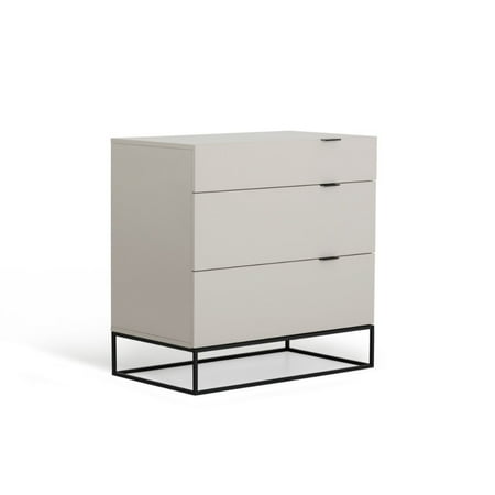 Wood And Metal Dresser With Three Drawers White And Black