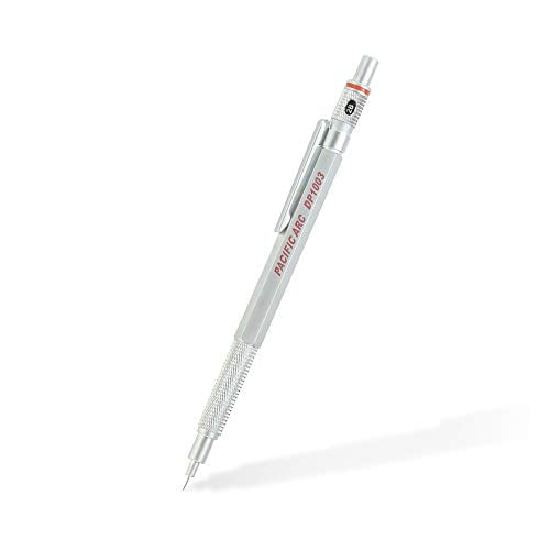 Pacific Arc Chromagraph Metal Mechanical Pencil .3 mm Silver Barrel Mechanical Pencil with Built In Adjustable Pencil Grade, Lead Pencil Holder for Drafting, Sketching, and Drawing