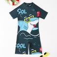 thumbnail image 2 of Godom Boys One Piece Swimsuit Short Sleeve Swim Shirt UPF 50+ Sun Protection Bathing Suits Surfing Suit for Kids, 2 of 7