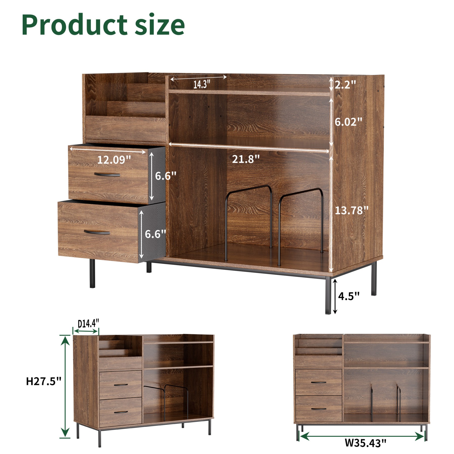 Record Player Stand,Turntable Stand with Record Storage for Vinyl up to 350 Albums for Living Room,Bedroom,Brown