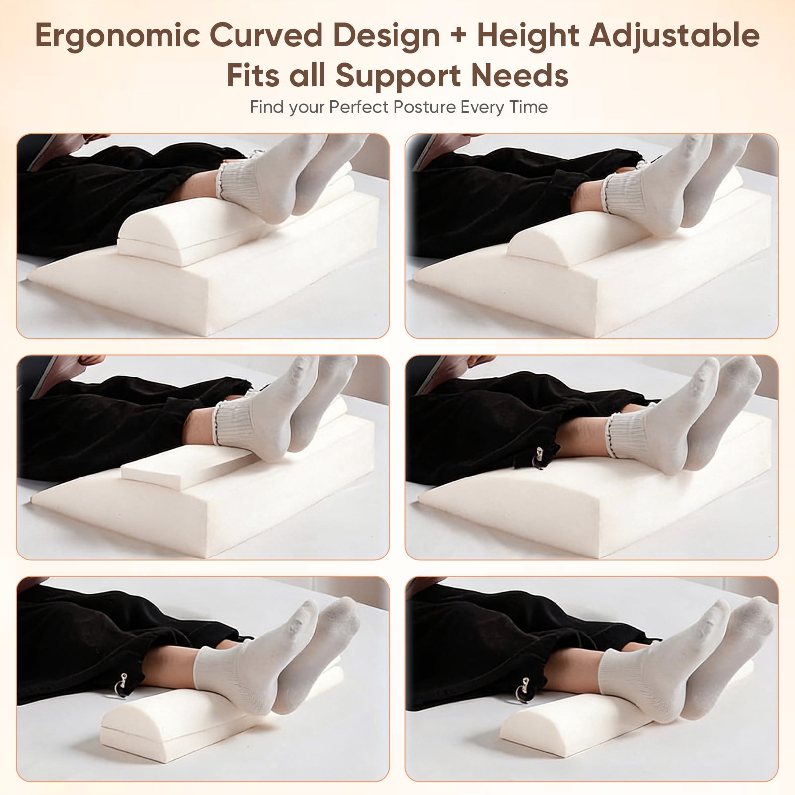 AMTPM Extra Large Recliner Leg Pillow, Adjustable Leg Rest Pillow with Detachable Support Pillow, Non-Slip Design for Recliners & Sofas