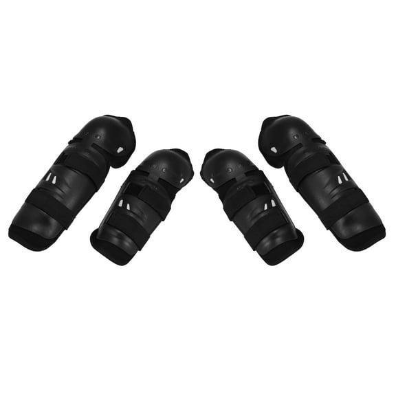 Unique Bargains 4pcs Black Motorcycle Knee Pads Guards Roundhead Riding Sports Protective Gear with Adjustable Strap for Adults