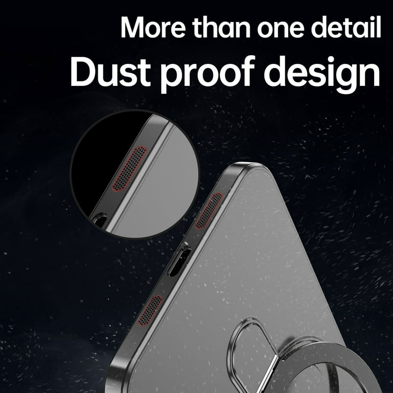 Dteck Invisible Stand Magnetic Case for iPhone 15 Pro Max, Compatible with  MagSafe, Ultra Slim Thin Matte Phone Cover Ring Holder,Black 