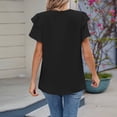 thumbnail image 5 of Bainana Casual T Shirt For Women Solid Color Short Sleeve Crew Neck Tops With Hollow Out Double Layer Fashion Stylish Ladies Dailywear Tee Shirt Black Size Xl, 5 of 5
