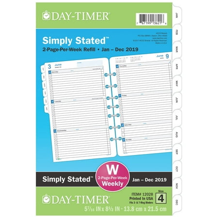 - Day-Timer Simply Stated 2-Page-Per-Week Planner Refill Desk Size -