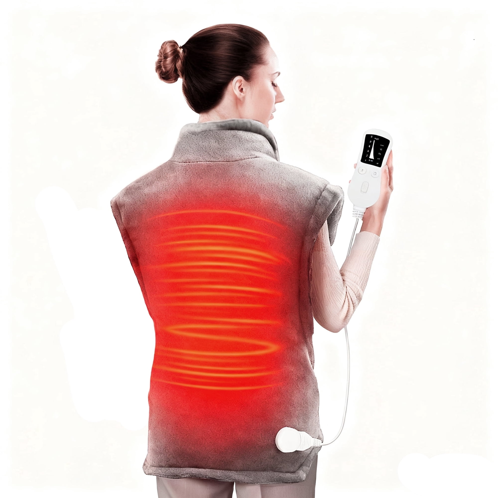 KINGTE Heated Shawl Wrap for Neck and Shoulders, 35"x26" Electric Heating Pad for Back Pain Relief, 6 Heat Settings & 4 Auto-Off Timers, Ultra Soft Flannel Washable Electric Heated Blanket Wrap