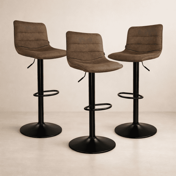 Sillas Altas para Barra de Cocina con Altura Ajustable Banco Desayunador Elegante para Decoración del Hogar Tejido Transpirable set de 3 piezas café
