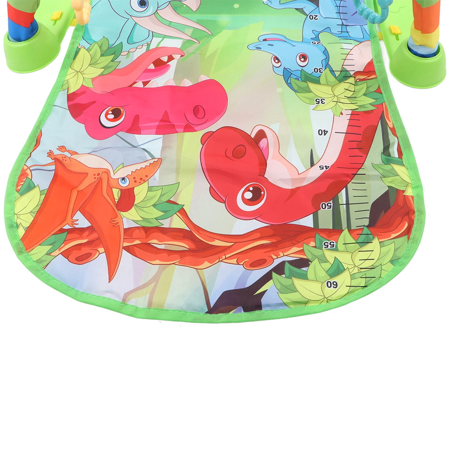 YAHHU Newborn Baby Gym Play Mat with Musical Pedal Piano, Infant Sensory Activity Center with Hanging Toys & Mirror, Dinosaur Pattern Green (29.13 in / 74 cm)