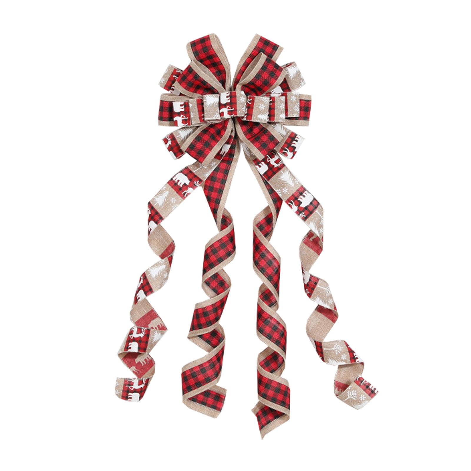 43 x 11"Christmas Tree Topper Bows，Large Toppers Gift Buffalo Plaid Bow