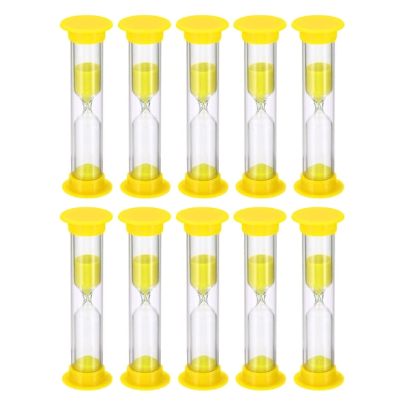 Uxcell 3 Minute Sand Timer, 10pack Small Sandy Clock, Count Down Sand Glass Yellow